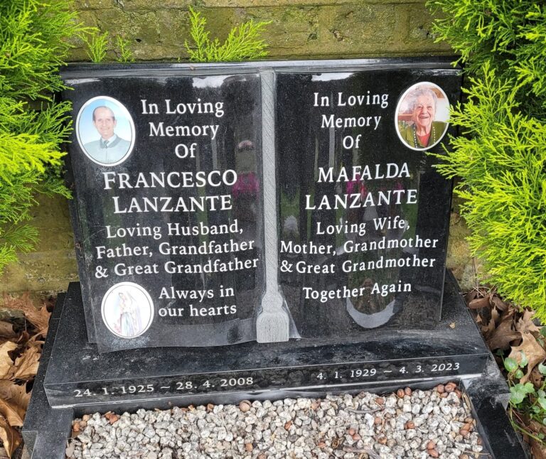 Black granite double headstone