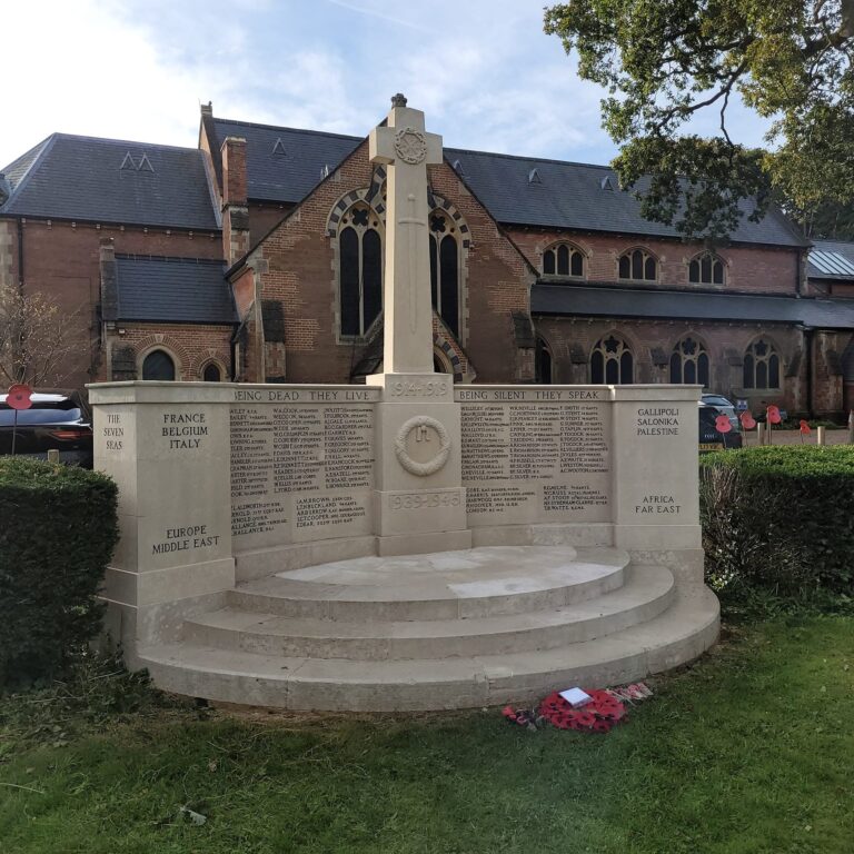 Restored stone war memorial